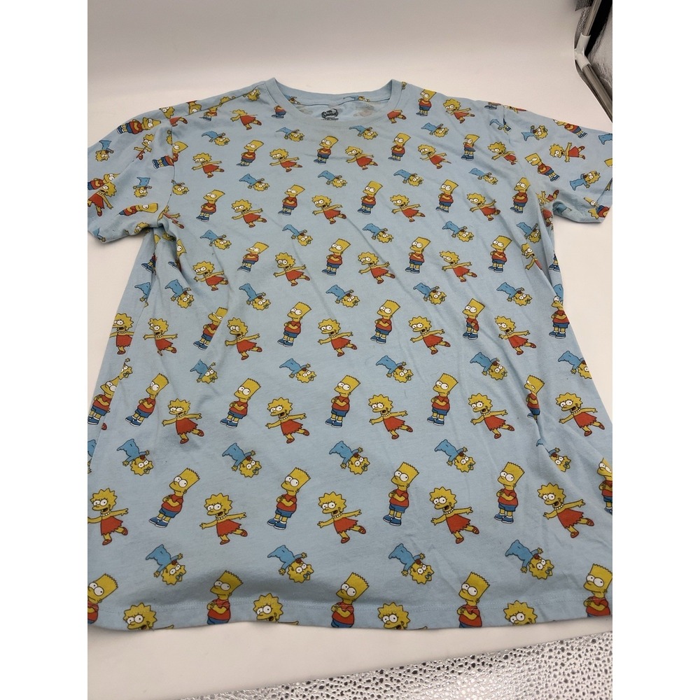 The Simpsons All Over Print Blue T Shirt Mens Large New Bart Lisa Maggie